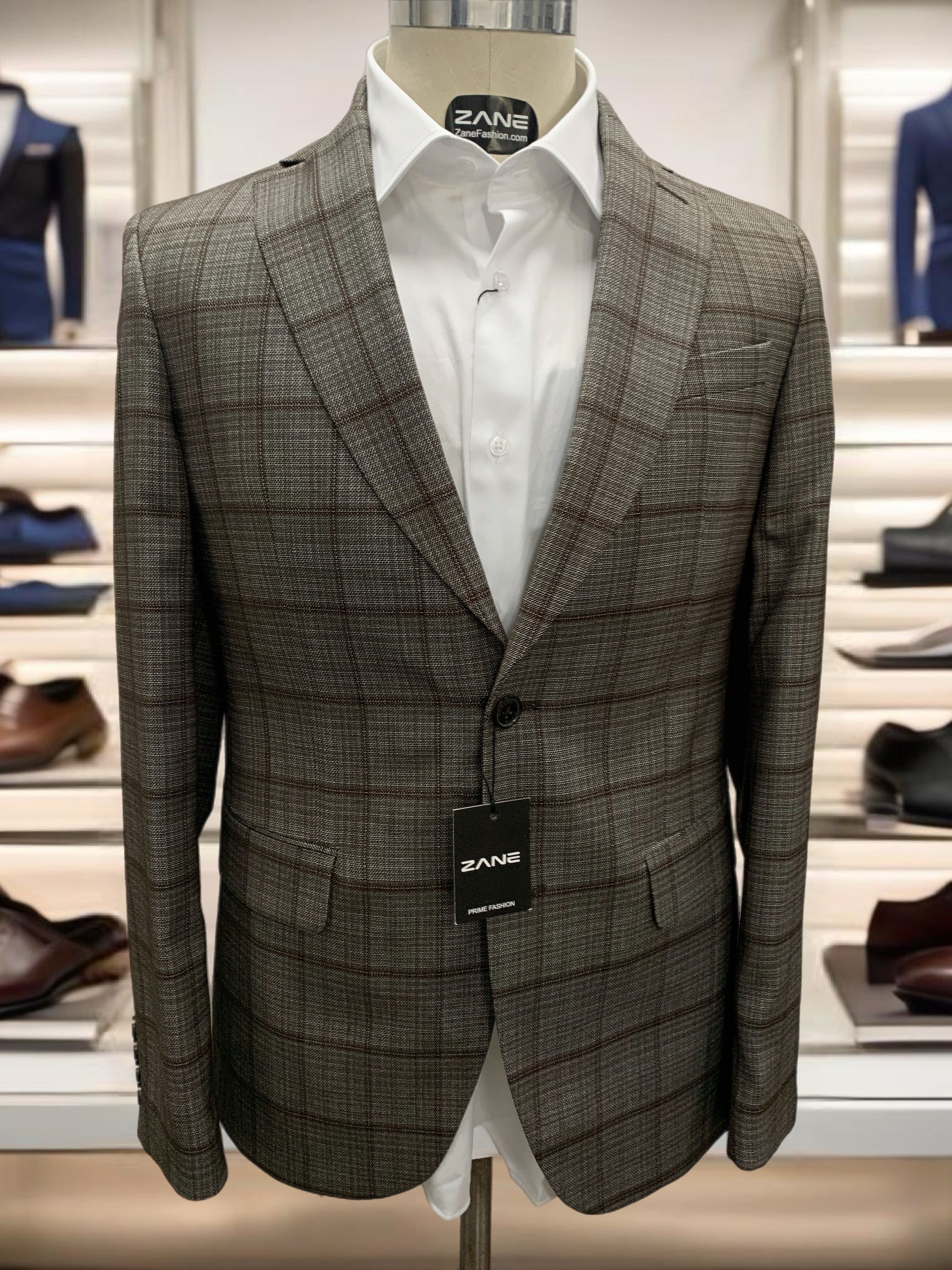Plaid brown sport coat for Seattle business professionals