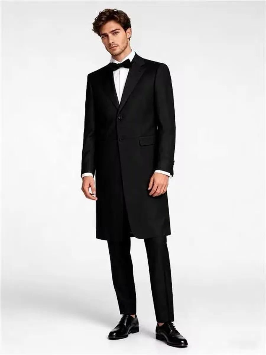 Windsor black wool formal overcoat for winter and holiday events
