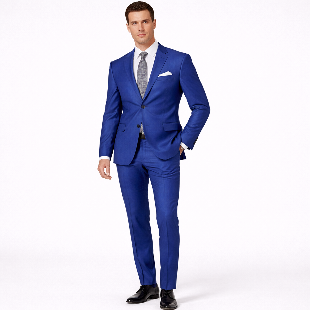 Blue wool blend suit for New York City professionals