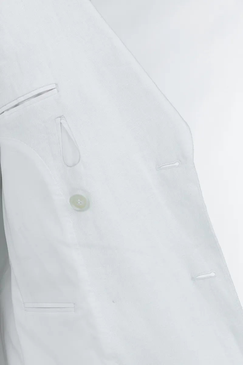 Palermo Off White Linen Double Breasted Jacket