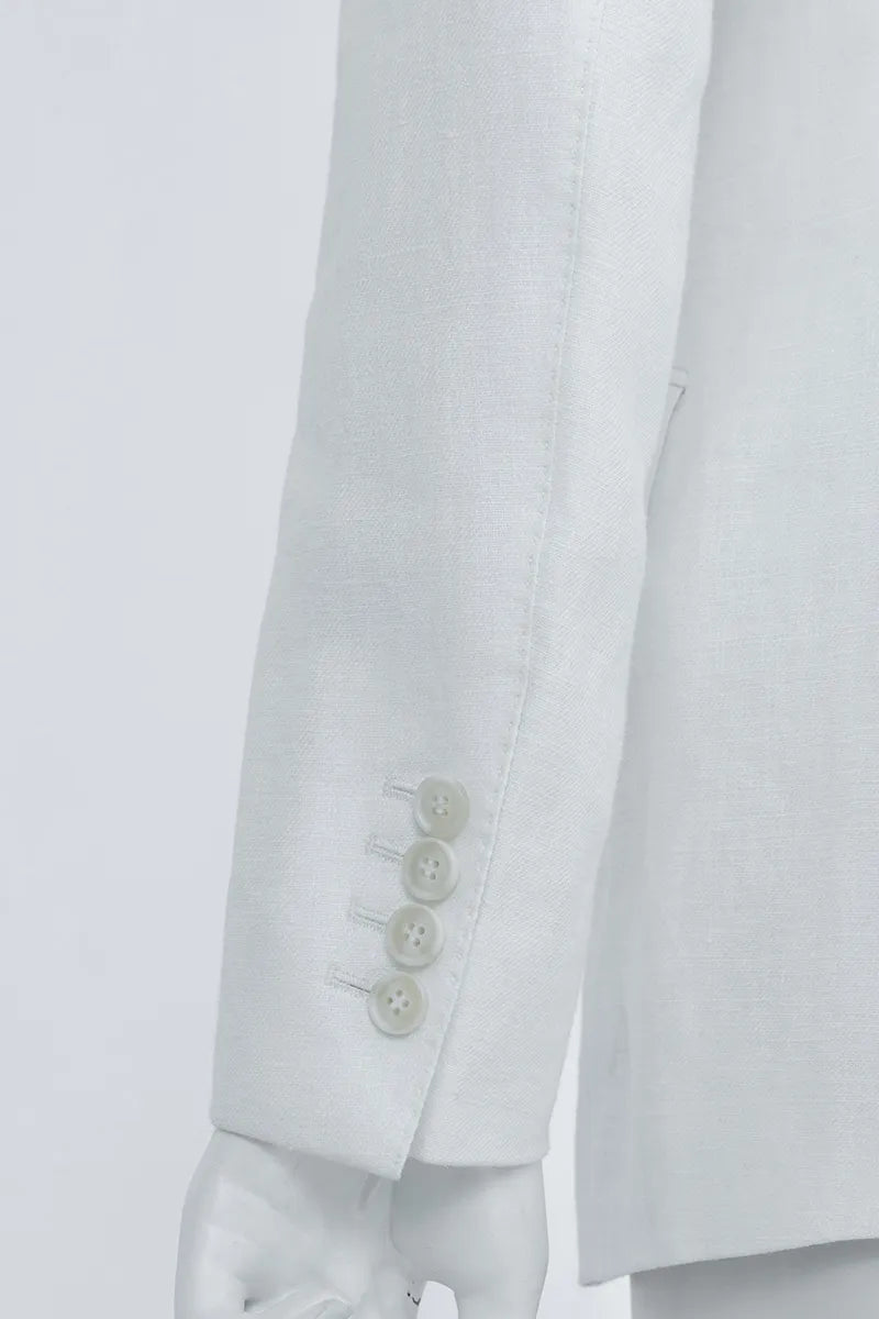 Palermo Off White Linen Double Breasted Jacket