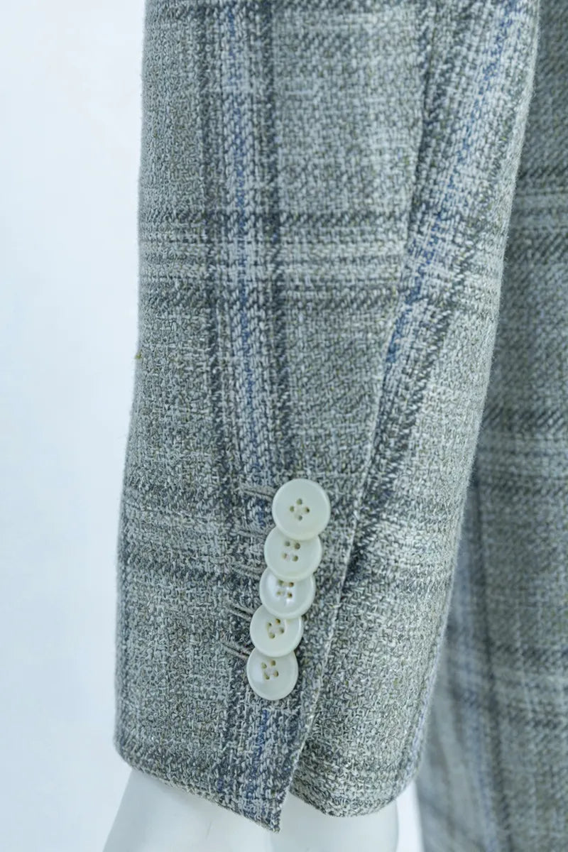 Ravenna Plaid Italian Linen Wool Sport Coat