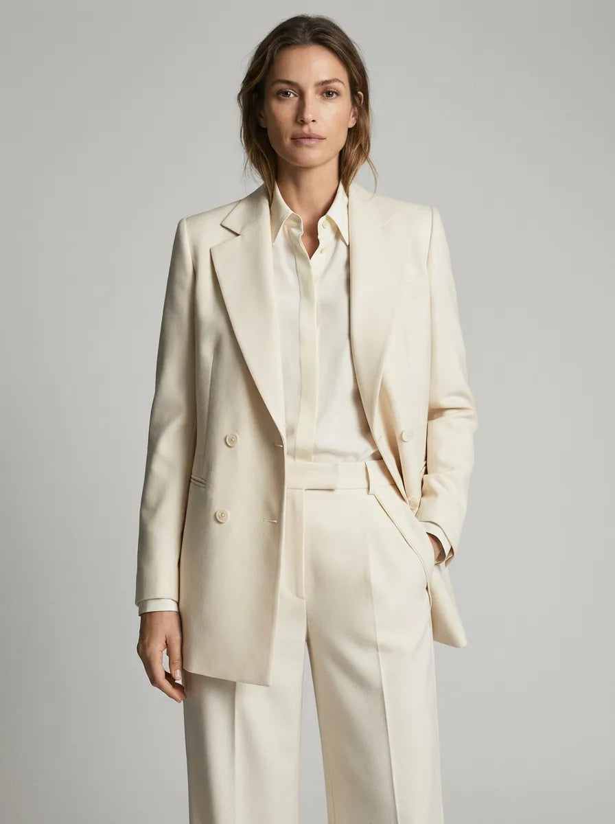cream dress suit womens Indochino Women's Custom Stapleford Seersucker Cream Suit
