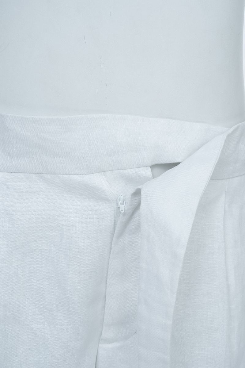 White linen shorts pocket detail, made to order men's tailored shorts by Zane