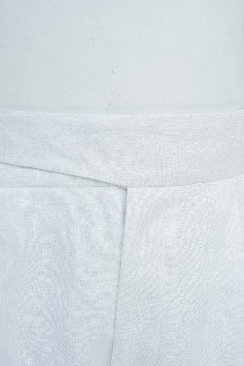 White linen shorts back view, made to order men's tailored shorts by Zane