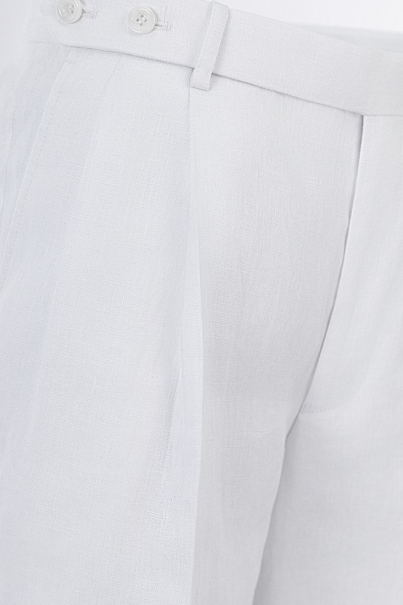 White linen shorts pocket detail, made to order men's tailored shorts by Zane