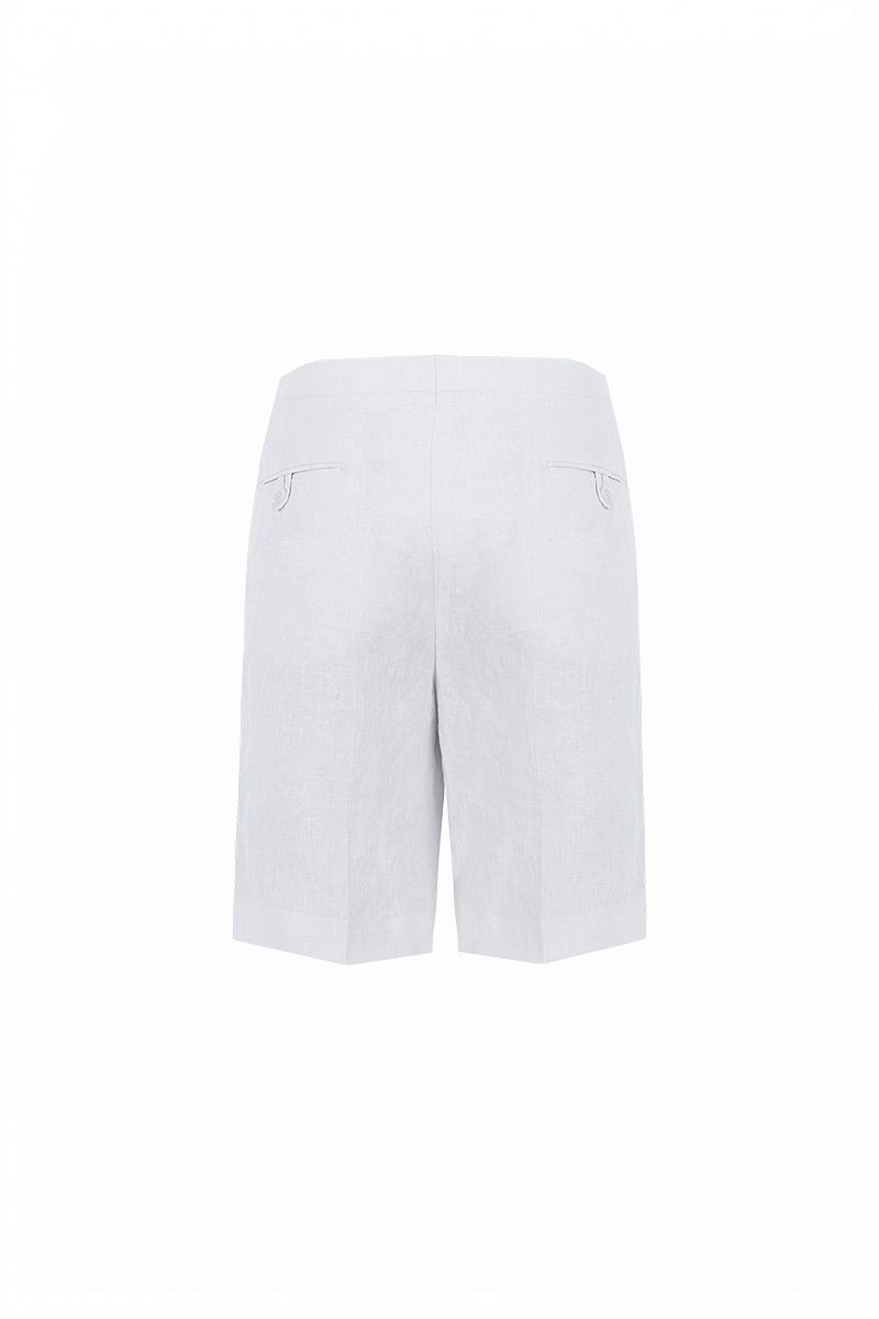 White linen pleated tailored shorts, made to order men's shorts by Zane