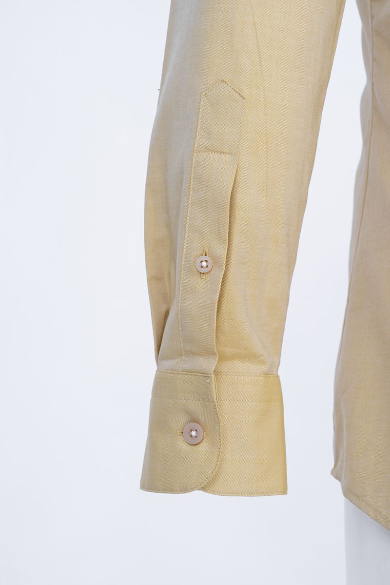 Pale yellow cotton wool shirt fabric texture, made to order men's shirt by Zane