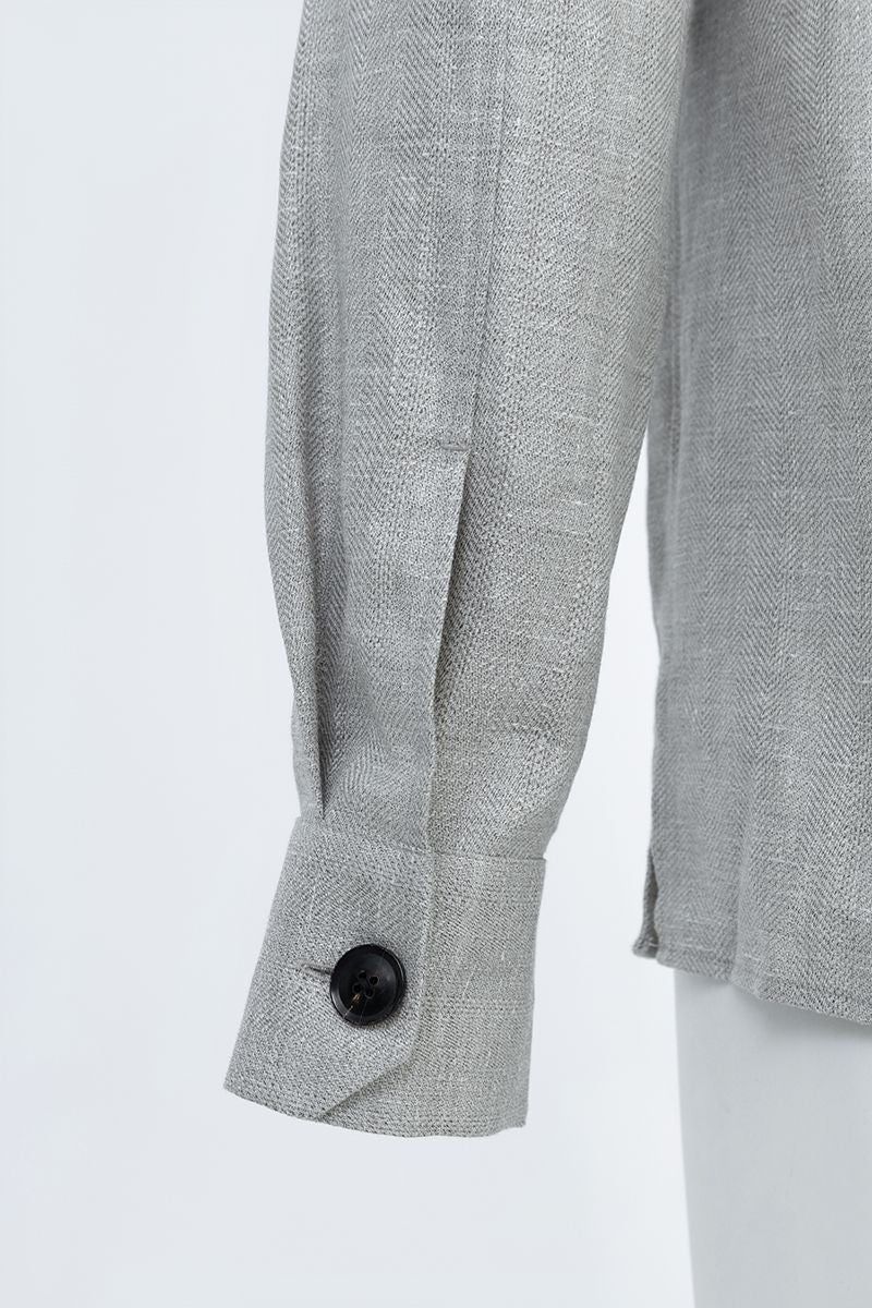 Stone grey shirt buttoned cuff detail, made to order men's long sleeve shirt by Zane