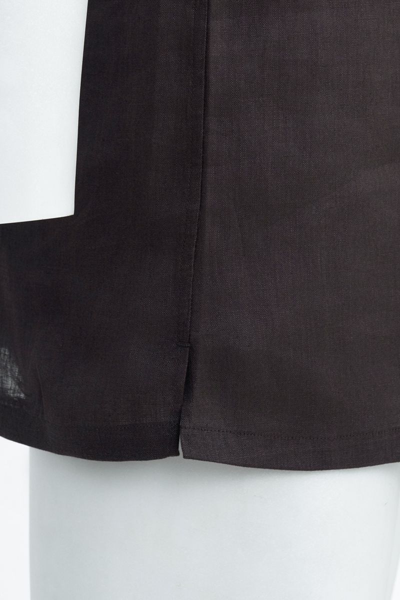 Espresso brown European linen shirt fabric texture, made to order men's shirt by Zane