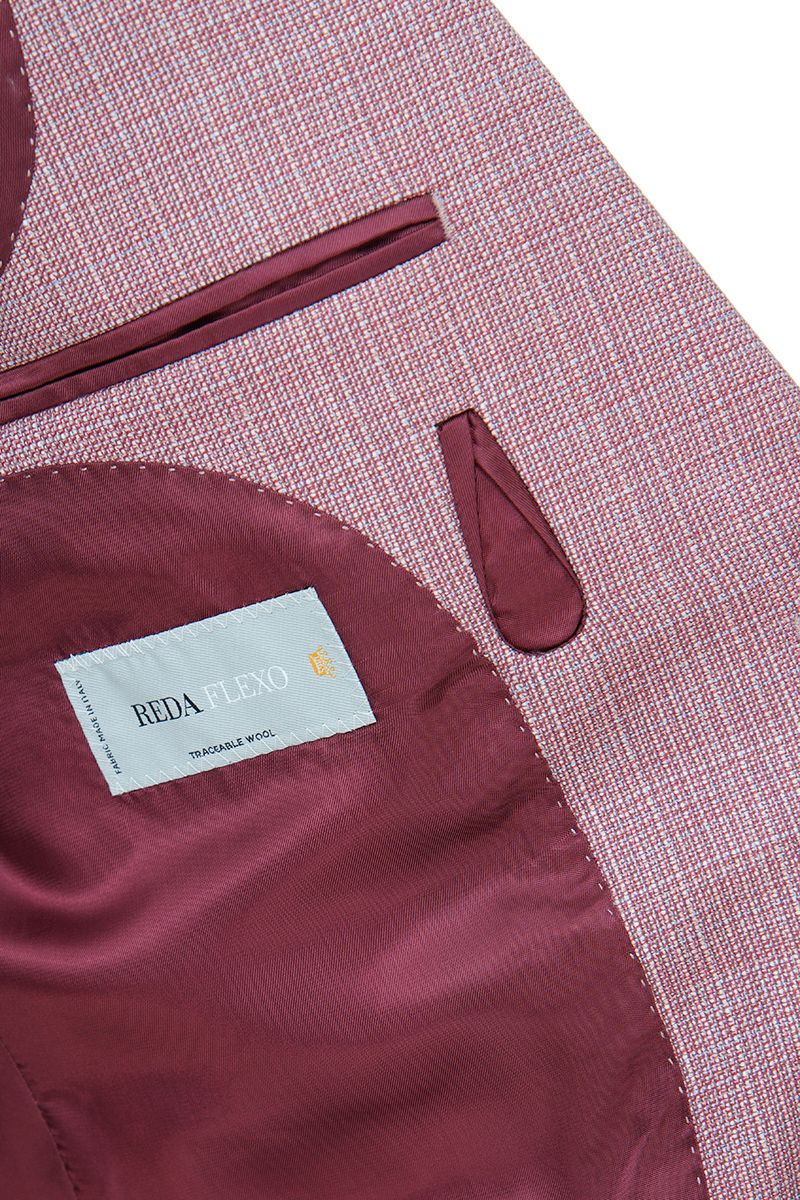 Cuff and button detail of the Enzo Dusty Pink Sport Coat, a made-to-order men's sport coat in Super 130s Italian REDA wool, tailored to your measurements and shipped nationwide by Zane.