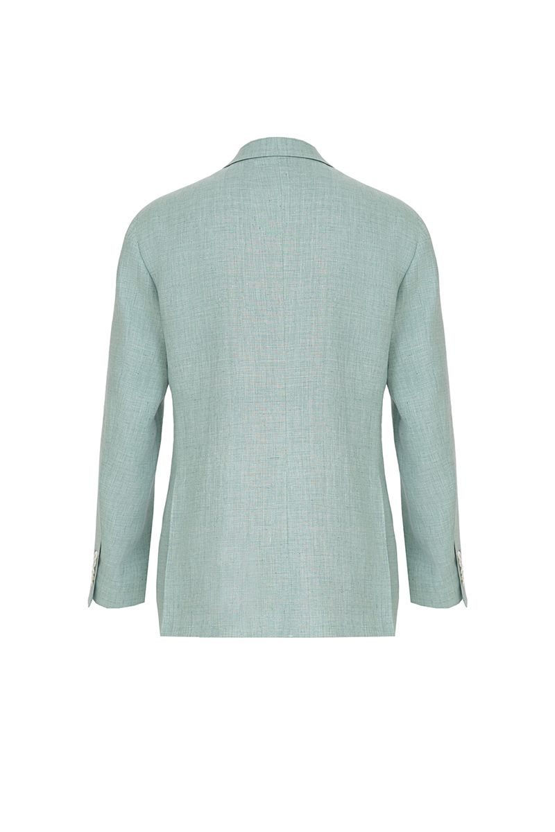 Styled look of the Nico Sage Green Double Breasted Linen Sport Coat in 100% Italian Guabello linen, a made-to-order men's jacket for summer weddings and garden parties, shipped nationwide by Zane.