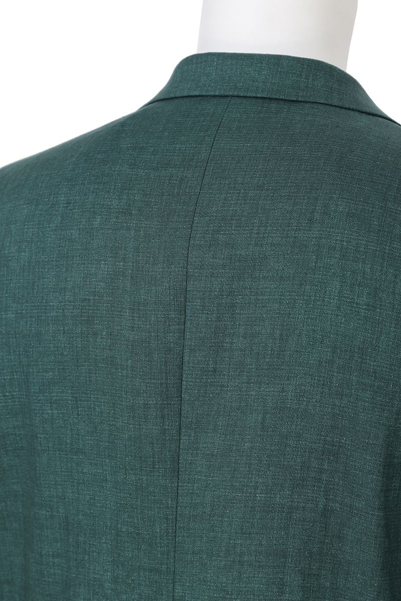 Side profile view of the Fabio Pine Green Linen Sport Coat in 100% Italian Guabello linen, a made-to-order men's jacket shipped nationwide by Zane.