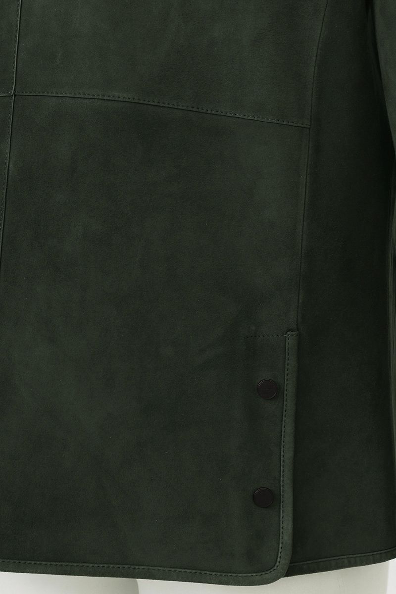 Green suede shirt jacket cuff detail