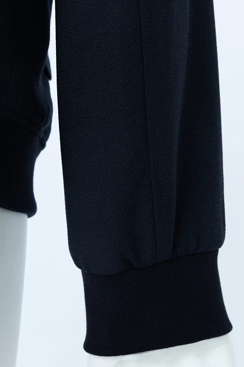 Preston Indigo Wool Silk Stretch Bomber Jacket