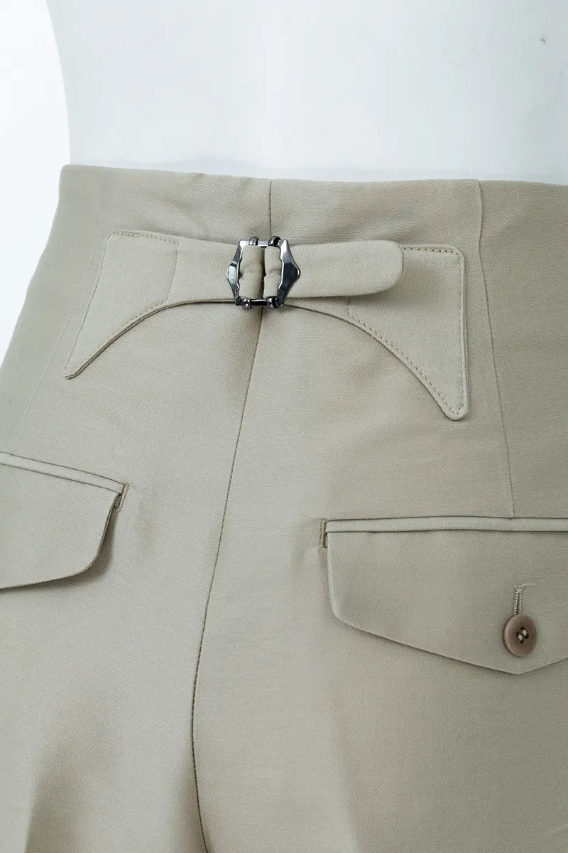 Alessia Verona Khaki Wool Silk Trousers