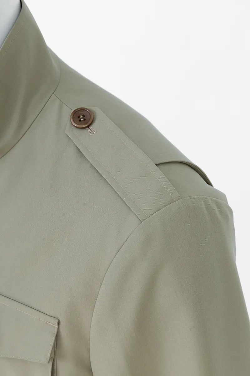 Aspen Khaki Wool Silk Hunting Jacket