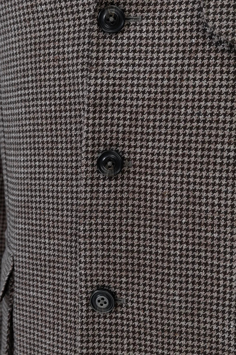 Bennett Brown Houndstooth Wool Linen Sport Coat