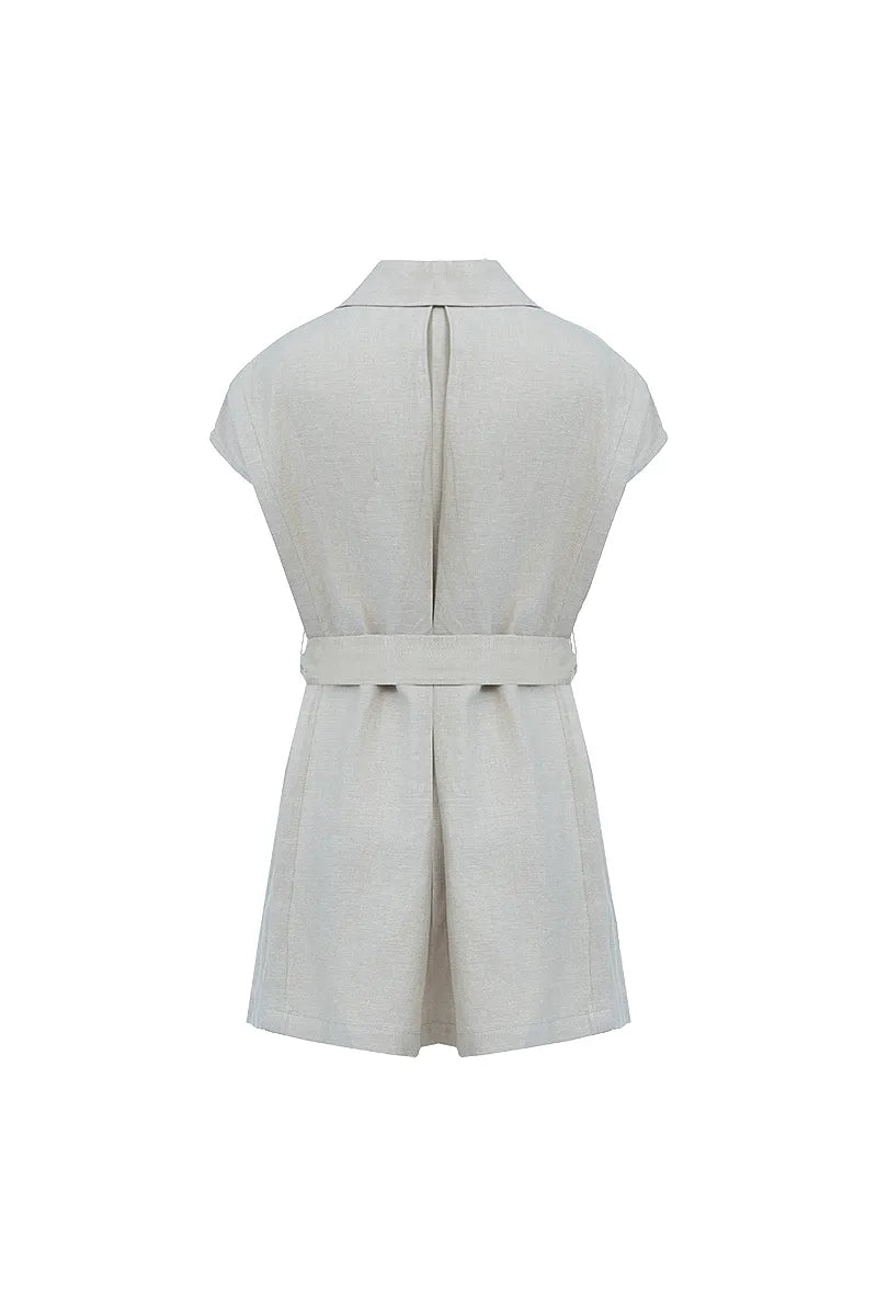 Capri Khaki Linen Belted Tunic