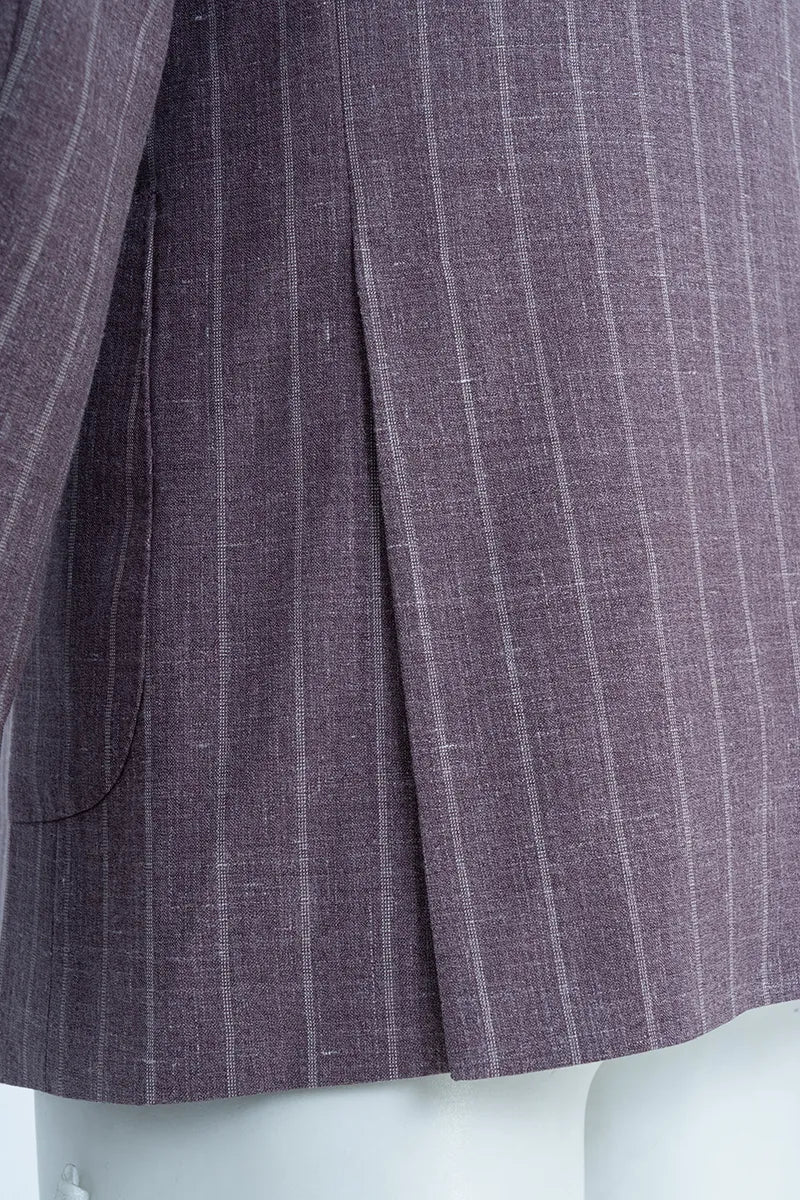 Chicago Plum Stripe Wool Linen Silk Suit