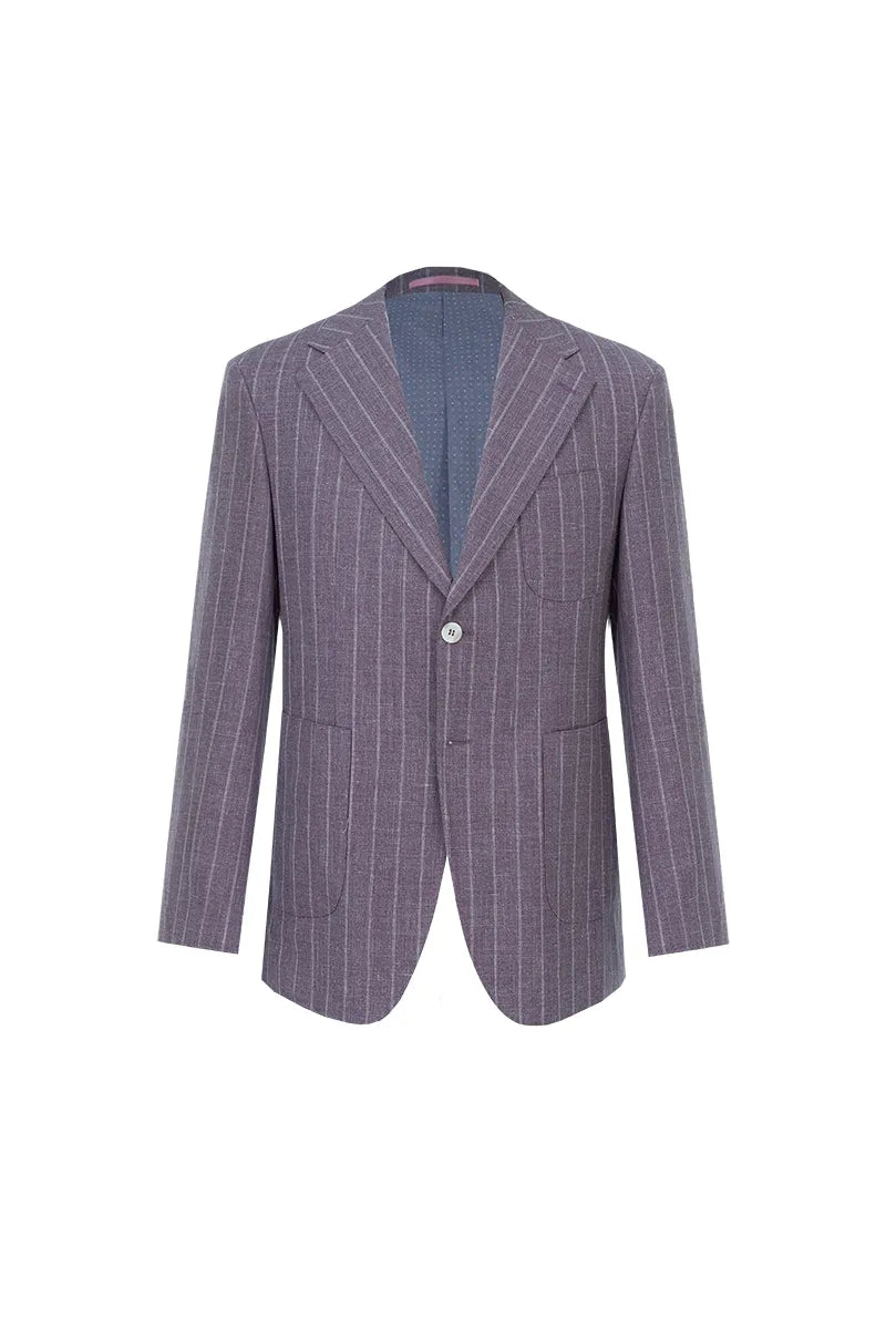 Chicago Plum Stripe Wool Linen Silk Suit