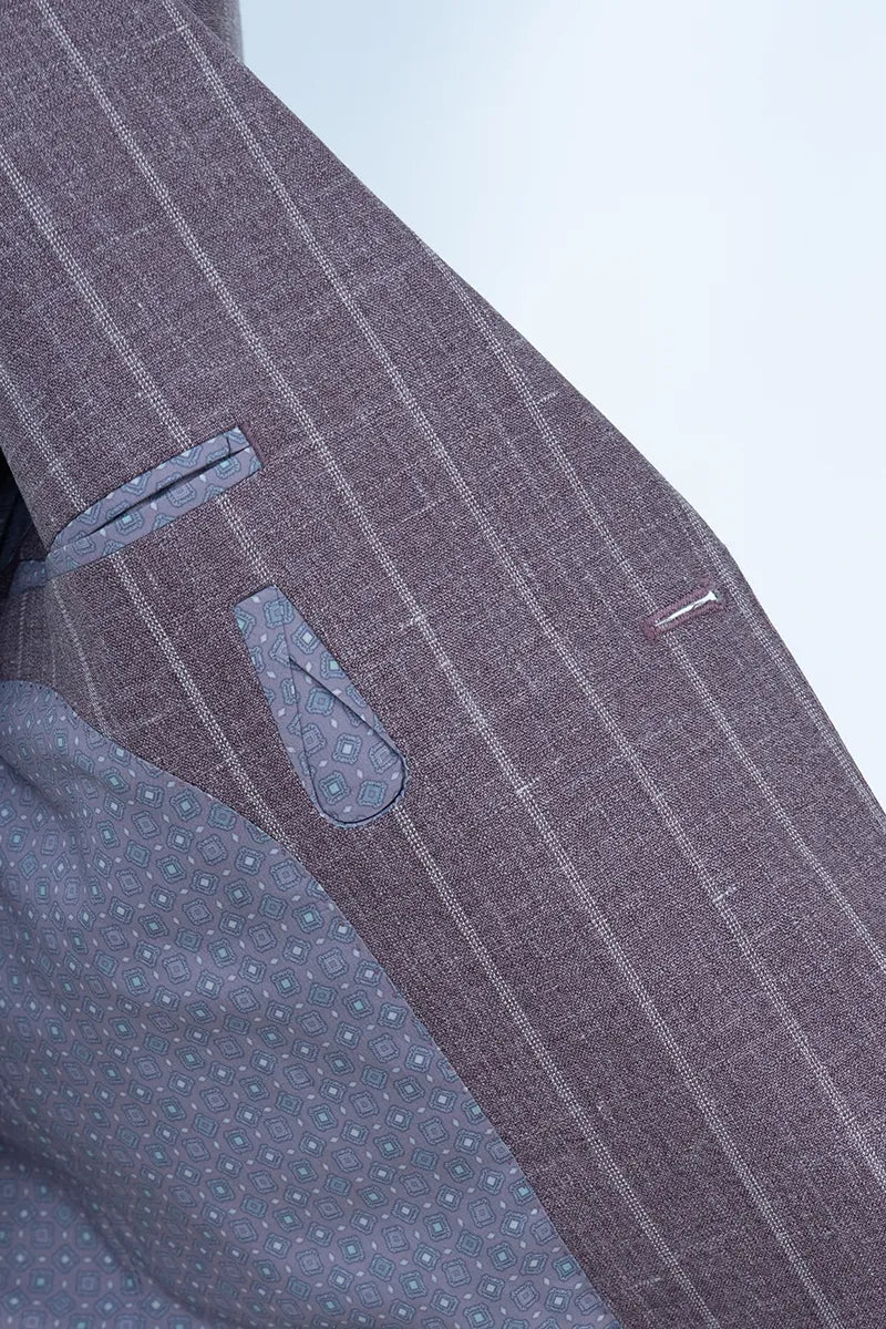 Chicago Plum Stripe Wool Linen Silk Suit