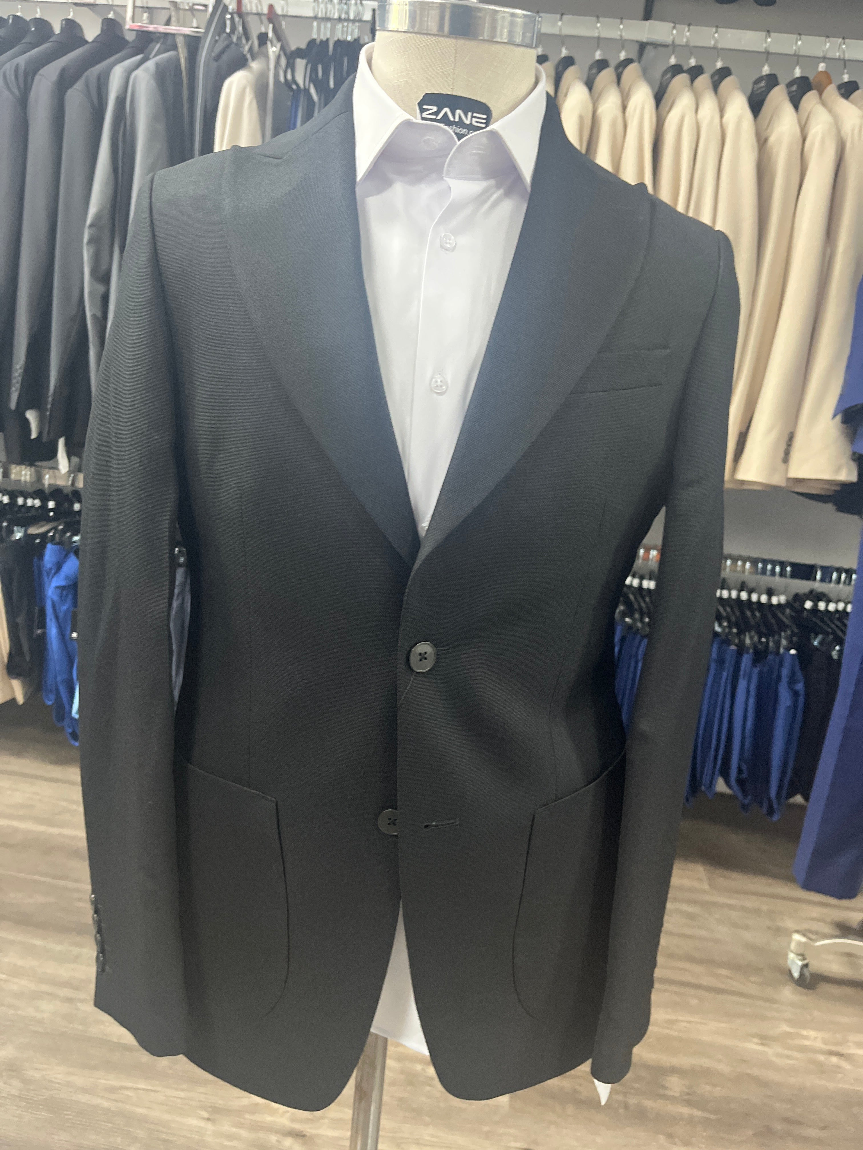 510611 - Slim Sport Coat Black  Patch Pockets