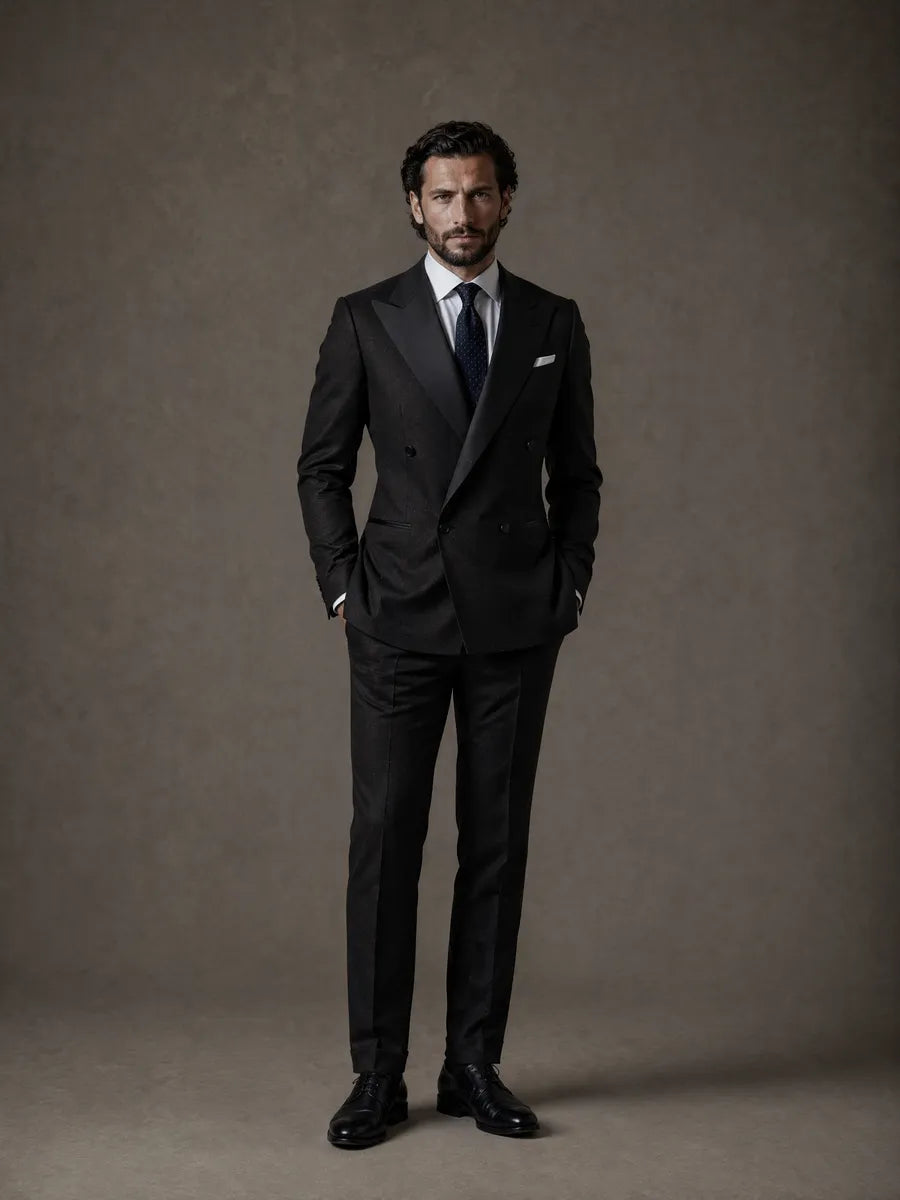 Dominic Black Cashmere Blend Double Breasted 2 Piece Tuxedo