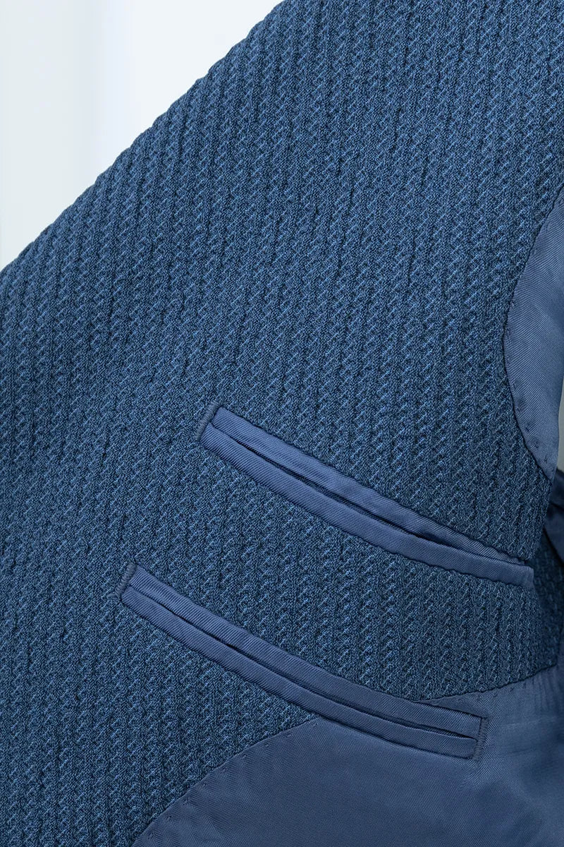 Dominic Stone Blue Marzotto Wool Blend Sport Coat