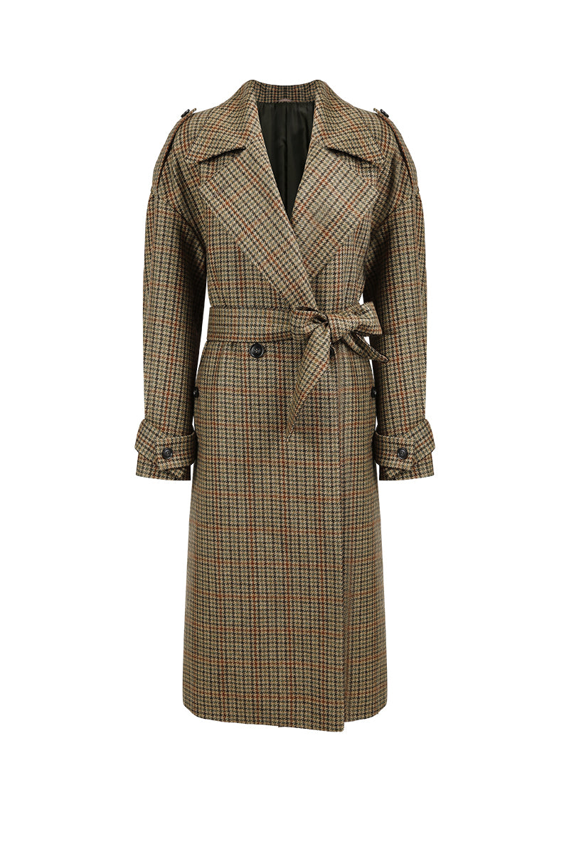 Dunhill Coffee Tweed Plaid Overcoat