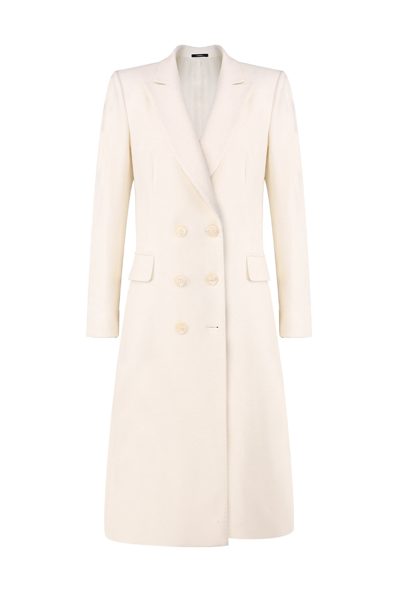 White coat on a white background custom made overcoat new york