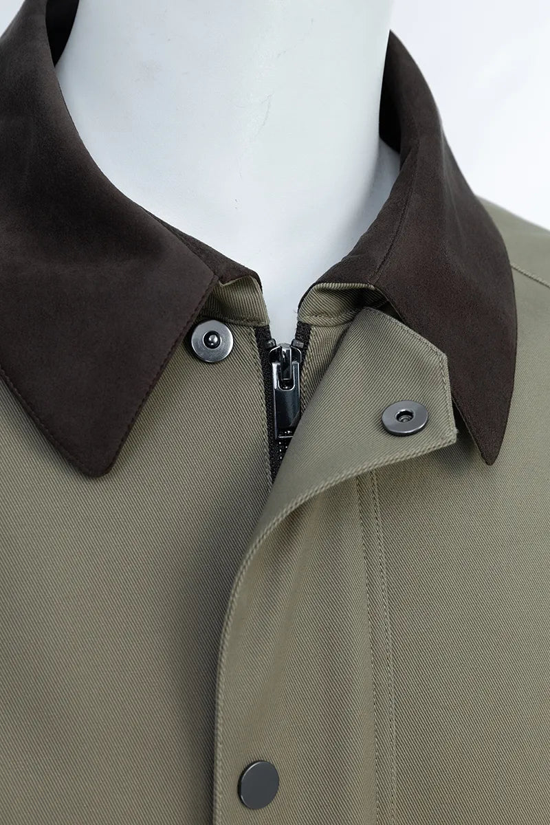 Hudson Khaki Cotton Stretch Overshirt Jacket