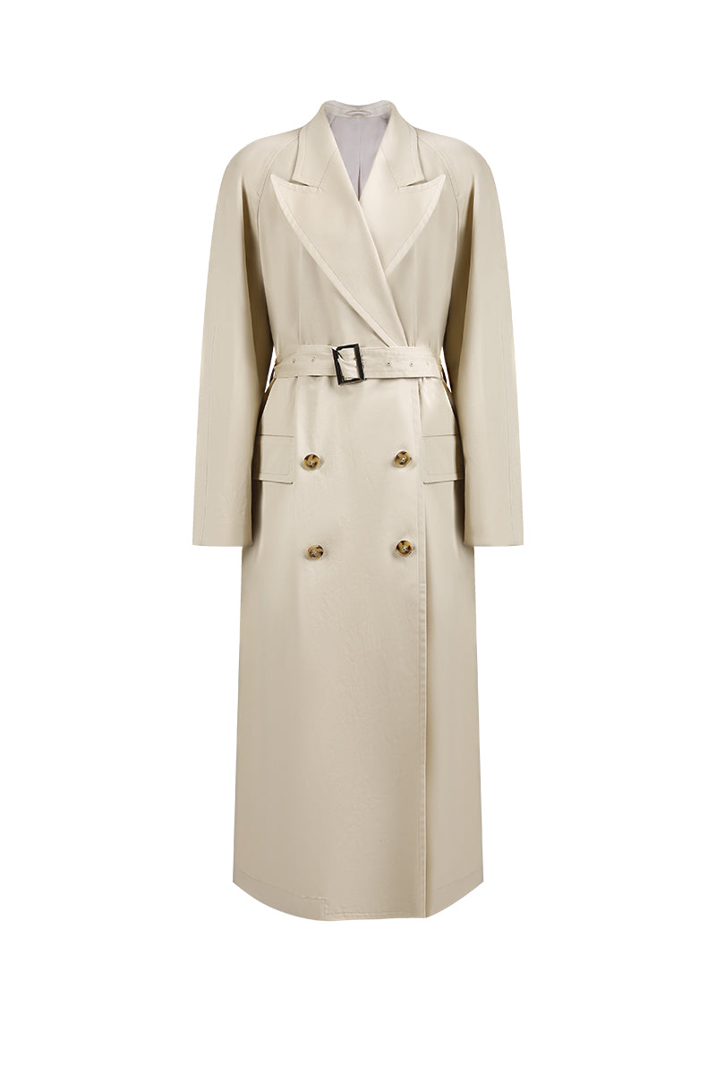 Isla Cream Cotton Stretch Trench Coat