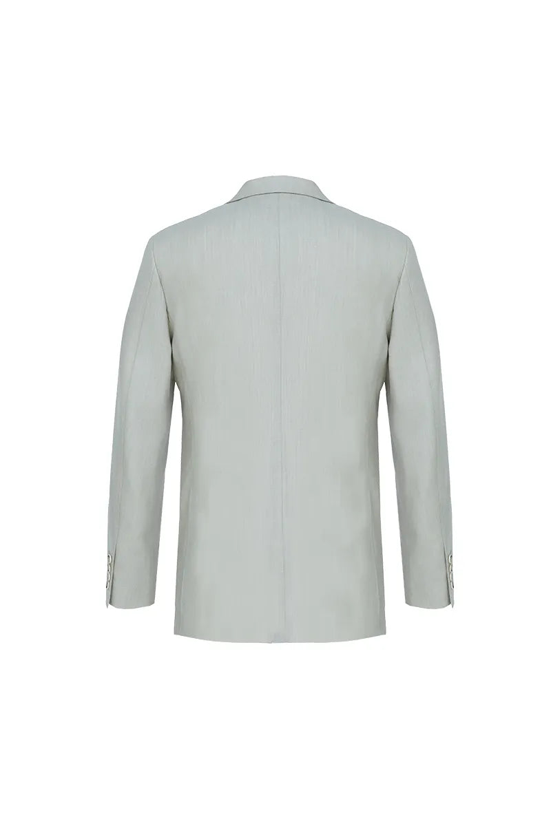 Light gray suit jacket on a white background