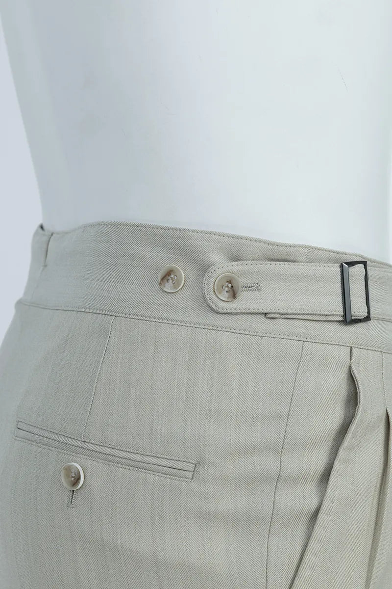 Malibu Khaki Herringbone Italian Three Piece Suit