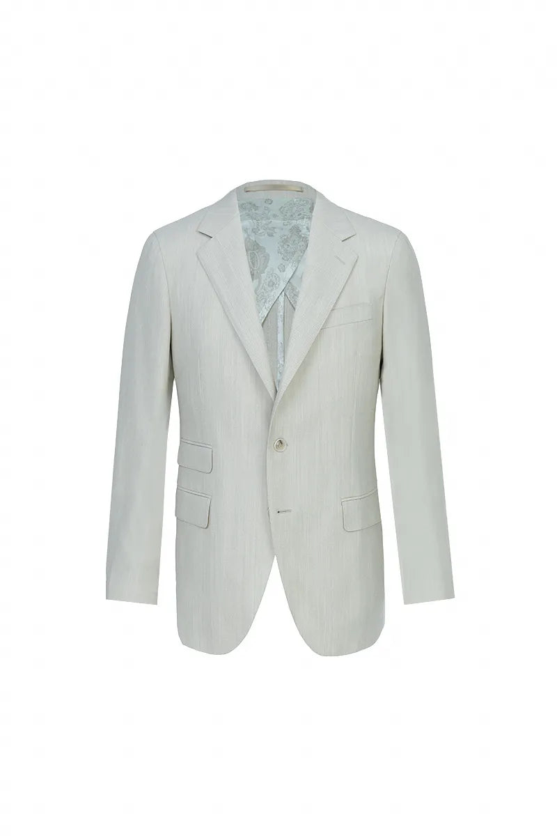 Light gray suit jacket on a white background