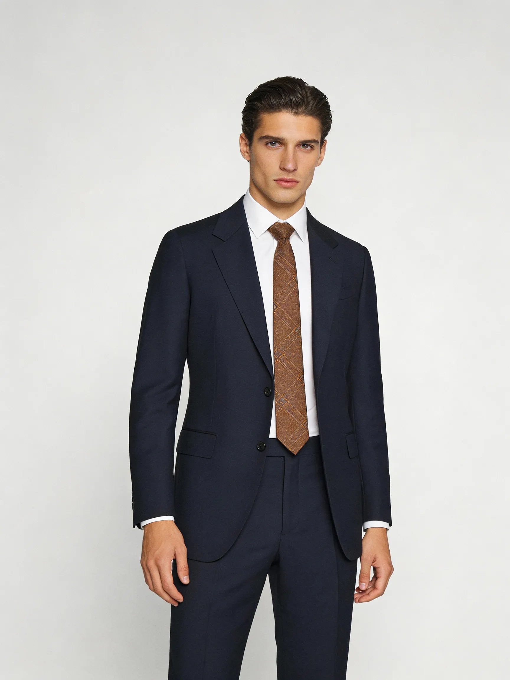 Valentino Navy Jacquard Italian Wool Suit