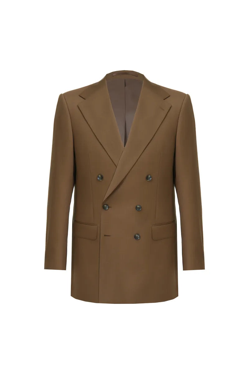 Lorenzo Coffee Double Breasted 2 Piece Suit Italian Super Wool Fabric