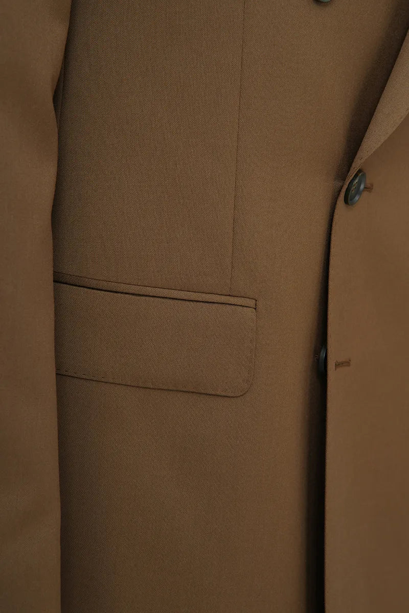 Lorenzo Coffee Double Breasted 2 Piece Suit Italian Super Wool Fabric