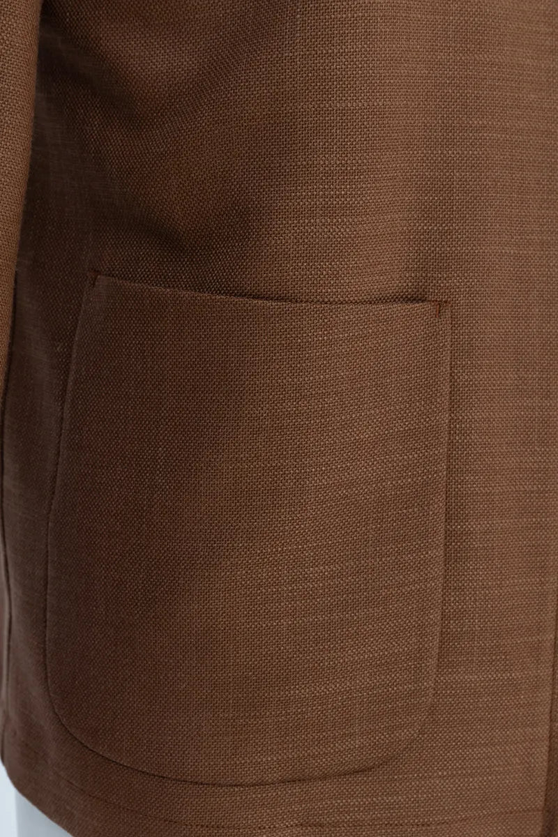 Luca Coffee Wool Silk Overshirt Jacket