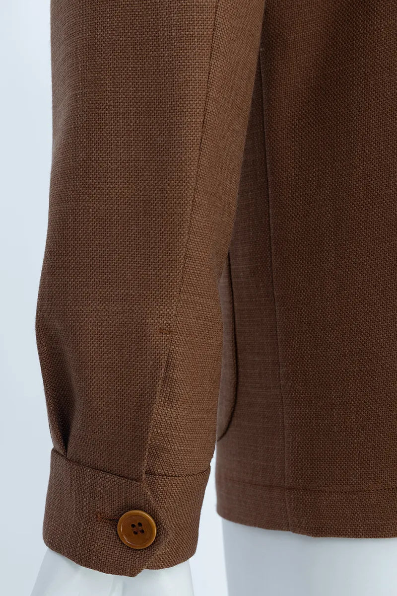 Luca Coffee Wool Silk Overshirt Jacket