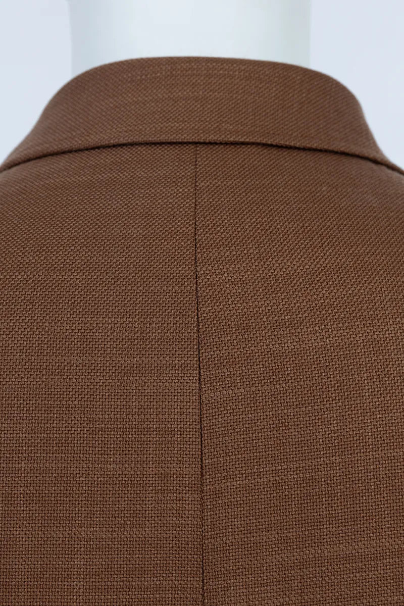 Luca Coffee Wool Silk Overshirt Jacket