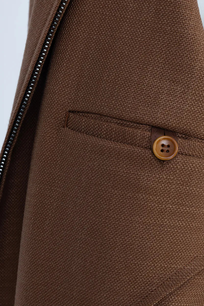 Luca Coffee Wool Silk Overshirt Jacket