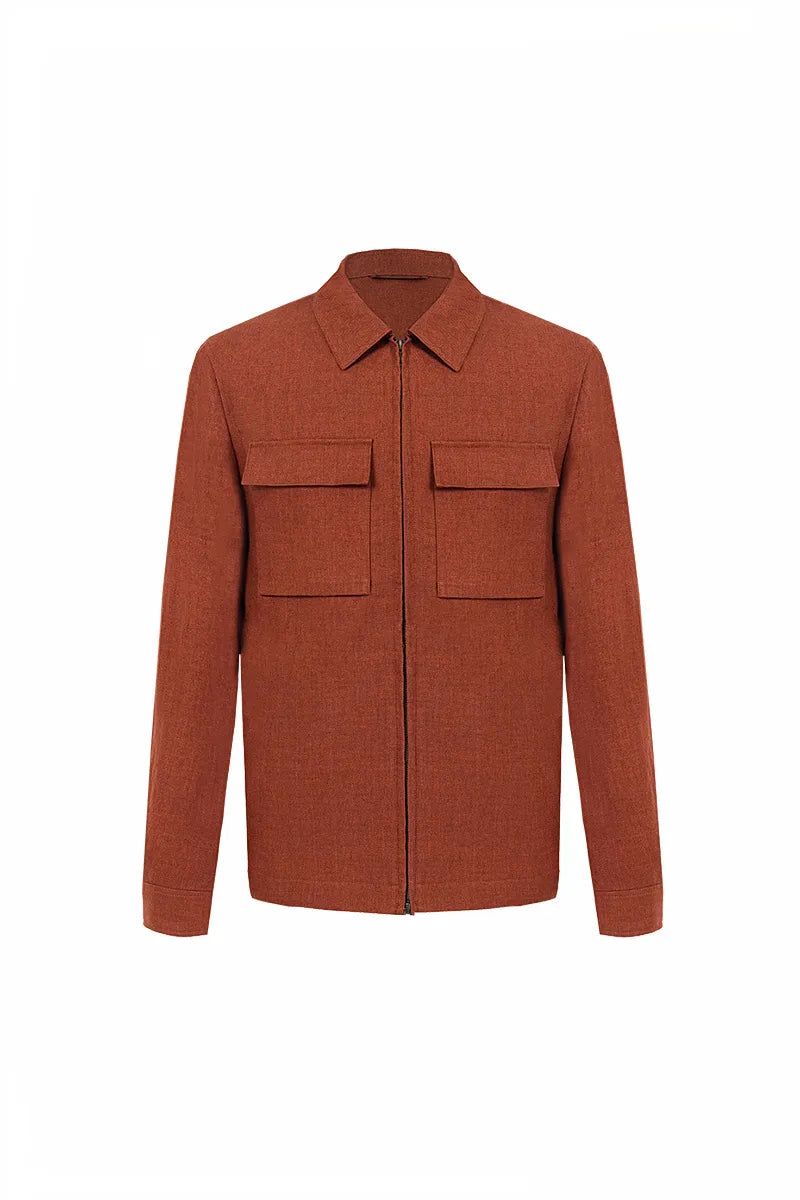 Marco Burnt Orange Linen Overshirt Jacket