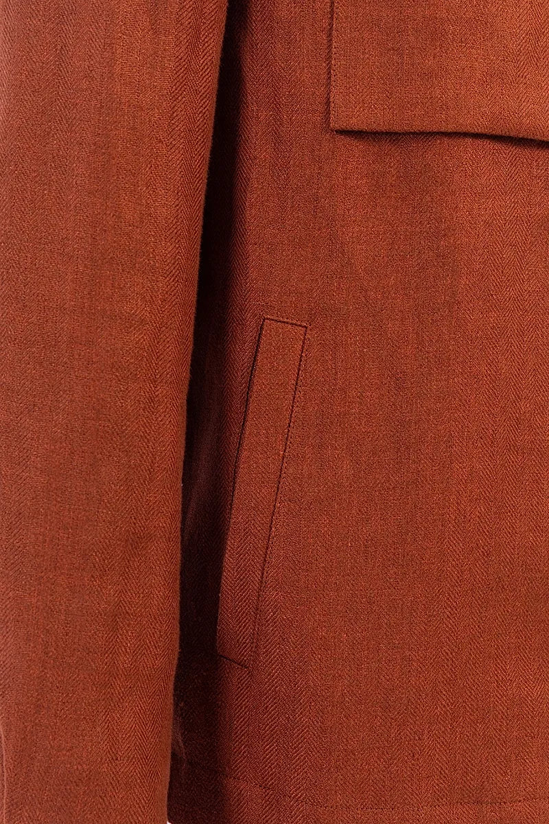 Marco Burnt Orange Linen Overshirt Jacket