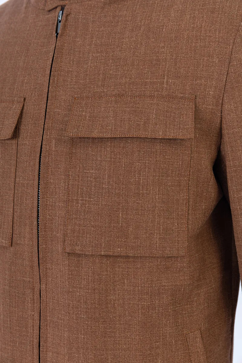 Marco Coffee Wool Silk Linen Sport Coat