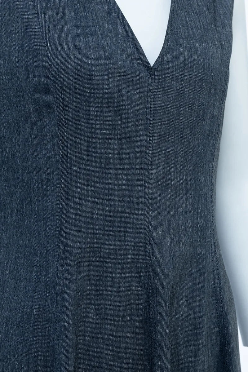 Marina Blue V Neck Maxi Dress