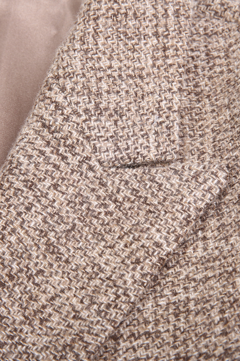 Marion Khaki Wool Blend Tweed Overcoat