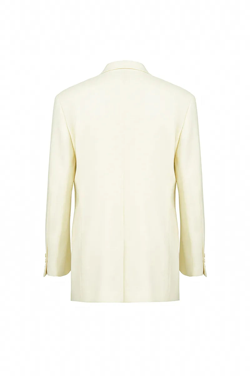 Matteo Ivory Double Breasted Italian 110s Fabric Sport Coat