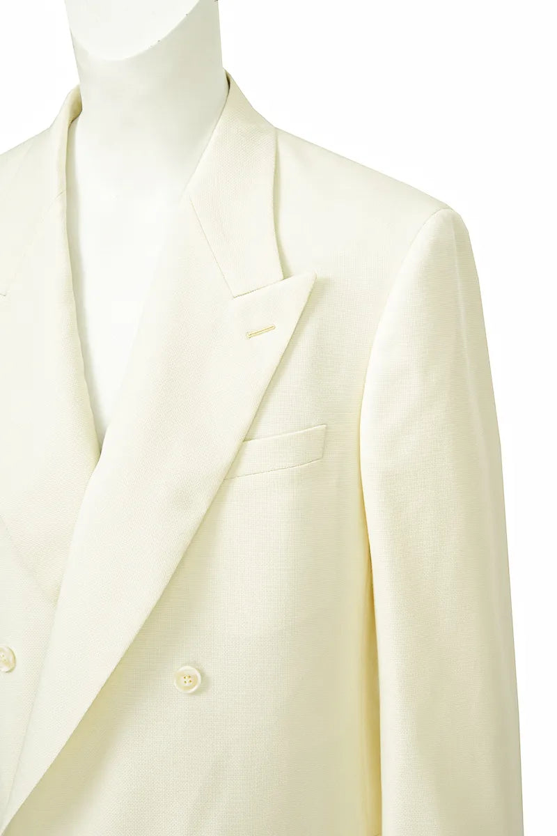 Matteo Ivory Double Breasted Italian 110s Fabric Sport Coat